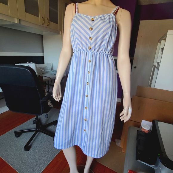 Blue Stripe Summer Dress - Picture 1 of 2